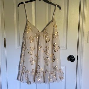 Flowy Gold Ivory Dress
